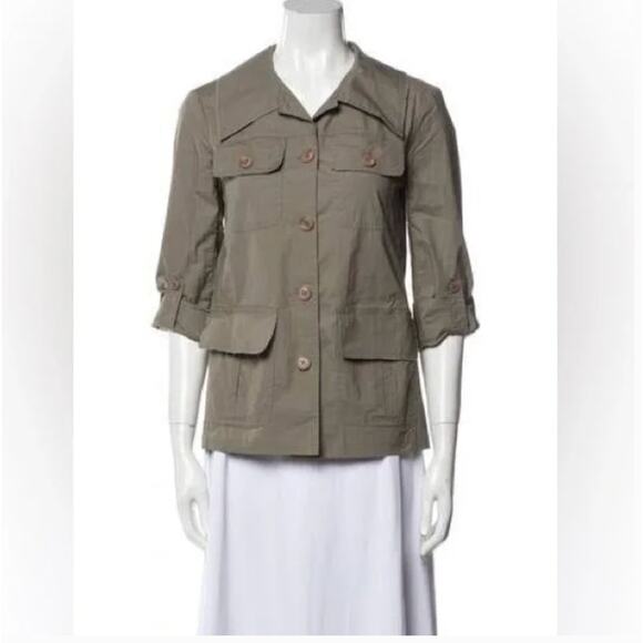 Alice & Olivia Olive Green Utility Jacket Women's XS Military Pockets Buttons